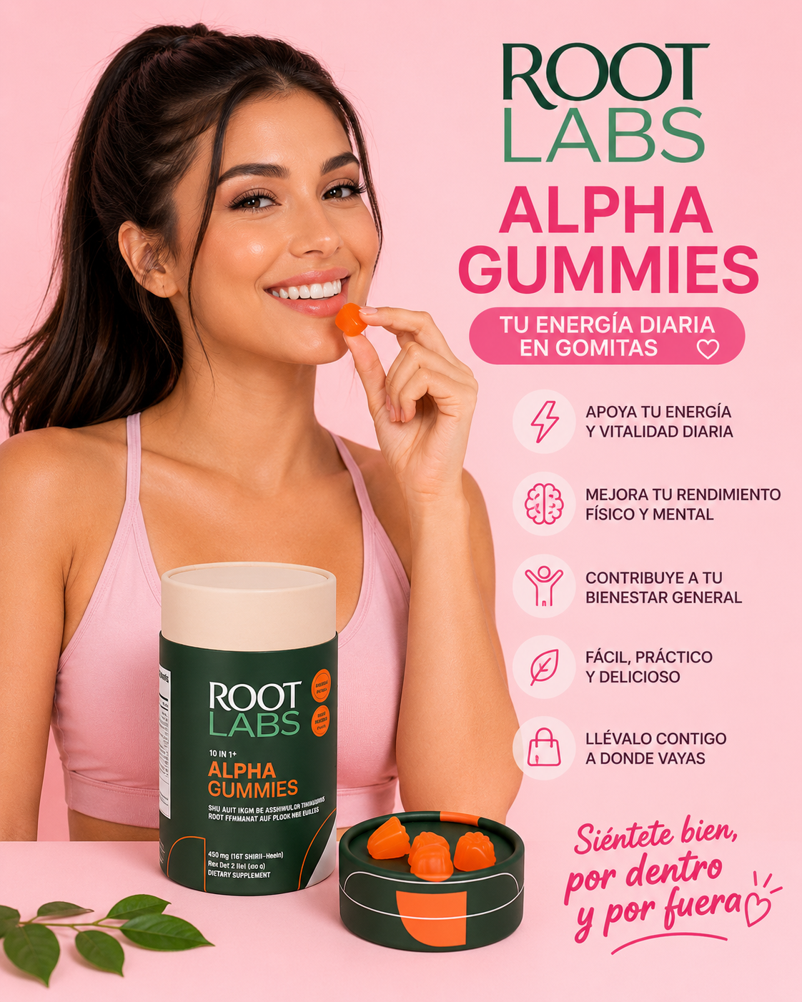 ROOT LABS ALPHA GUMMIES SUPLEMENTO EN GOMITAS: Gomitas prácticas y deliciosas que apoyan tu energía, vitalidad y bienestar diario, ideales para complementar tu rutina sin cápsulas ni bebidas complicadas.