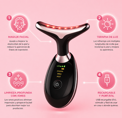 MASAJEADOR FACIAL INFRARROJO RECARGABLE: Tecnología de luz e iones para suavizar la apariencia de arrugas y cuidar tu piel desde casa.