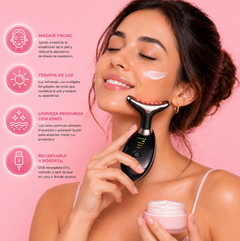 MASAJEADOR FACIAL INFRARROJO RECARGABLE: Tecnología de luz e iones para suavizar la apariencia de arrugas y cuidar tu piel desde casa.
